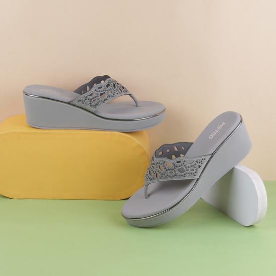 Women Grey Casual Slippers