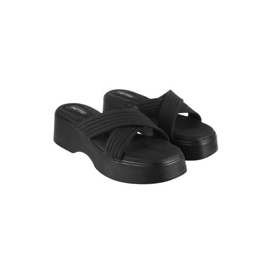 Women Black Casual Slip Ons