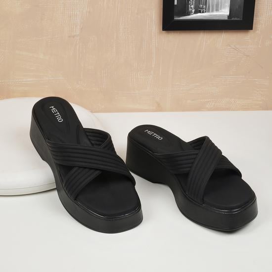 Women Black Casual Slip Ons