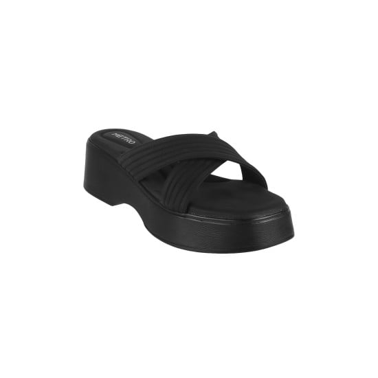 Women Black Casual Slip Ons
