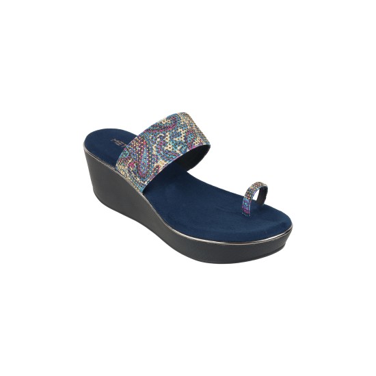 Women Blue Ethnic Slip Ons