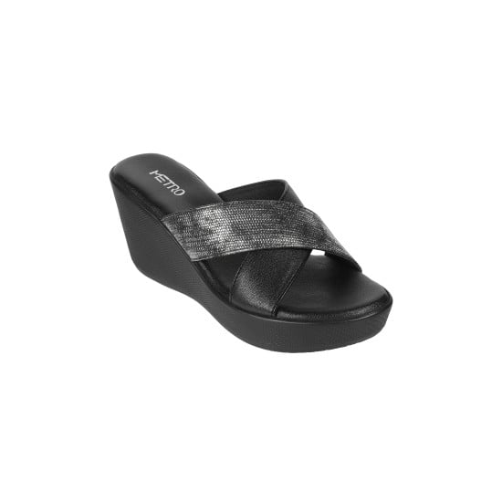 Women Black Casual Slip Ons