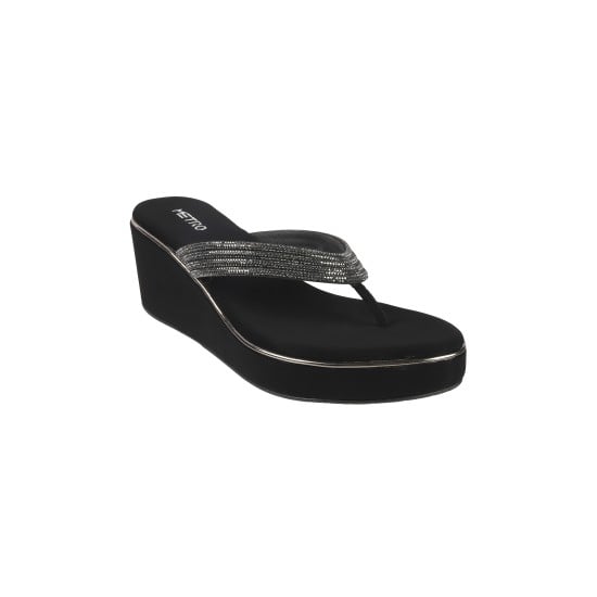 Women Black Casual Slip Ons