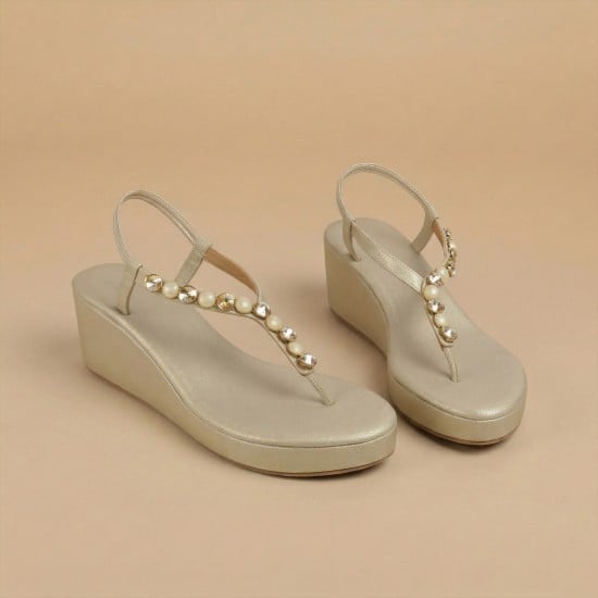 Women Gold Casual Sandals