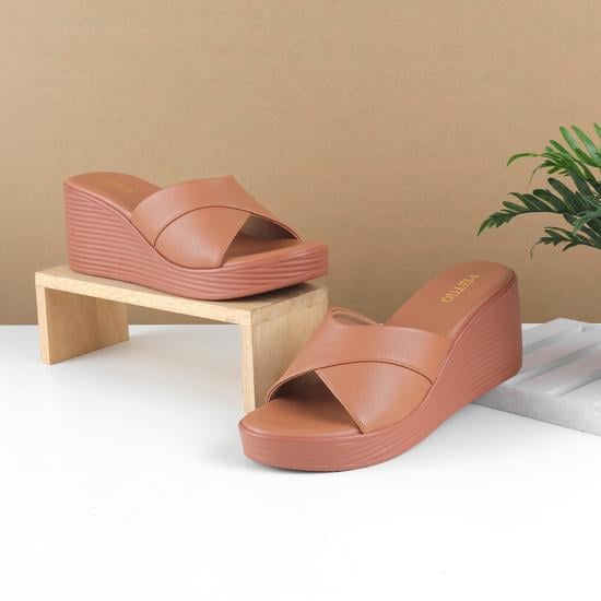 Women Tan Casual Slip Ons