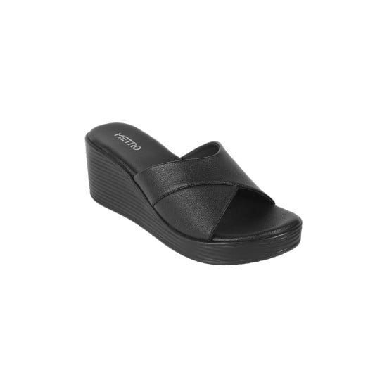 Women Black Casual Slip Ons