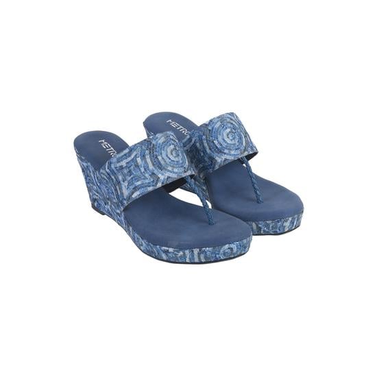 Women Blue Ethnic Slip Ons