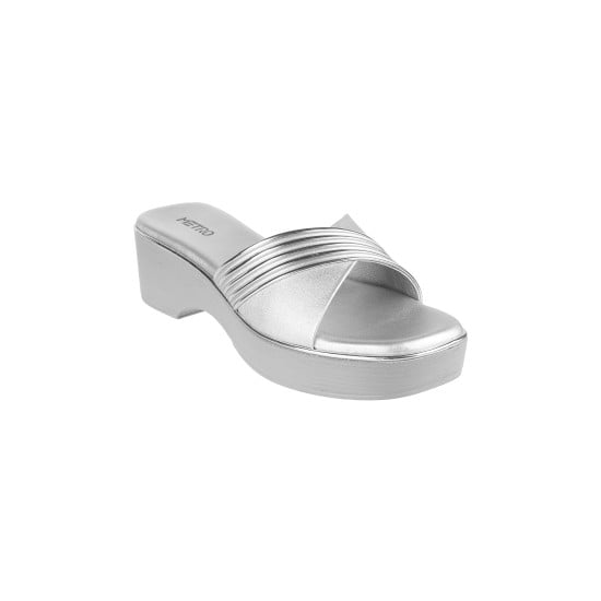 Women Silver Casual Slip Ons