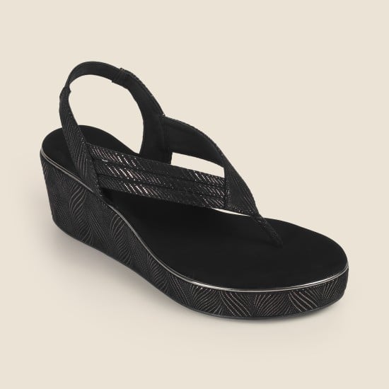 Women Gun-Metal Casual Sandals