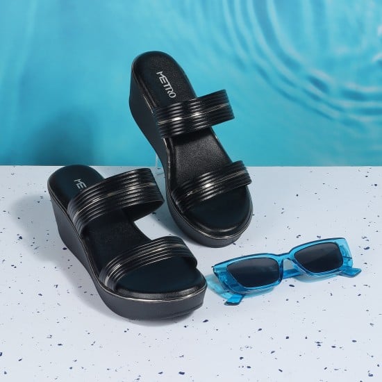 Women Black Casual Slip Ons