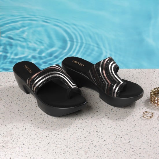 Women Black Casual Slip Ons