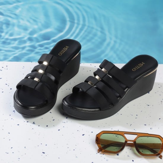 Women Black Casual Slip Ons