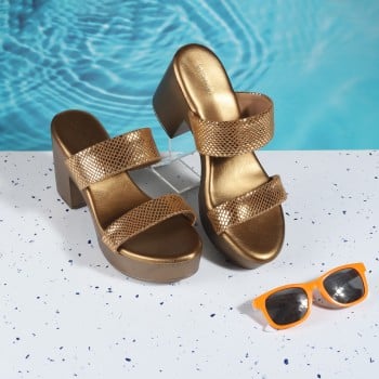 Metro Women Antic-gold Party Slip Ons(SKU: 34-374-28-36)