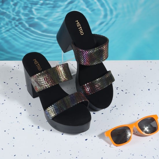 Women Black Party Slip Ons