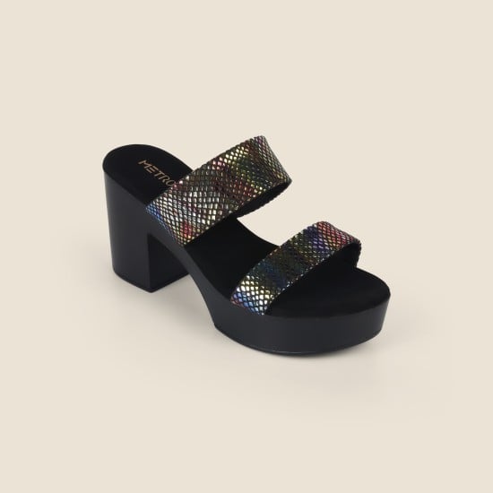 Women Black Party Slip Ons