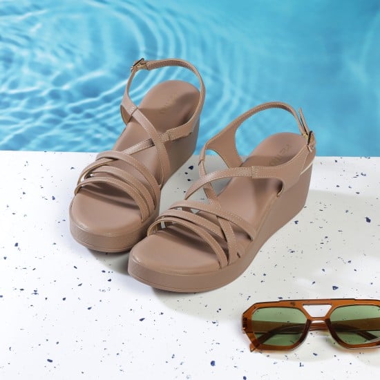 Women Beige-red Casual Sandals