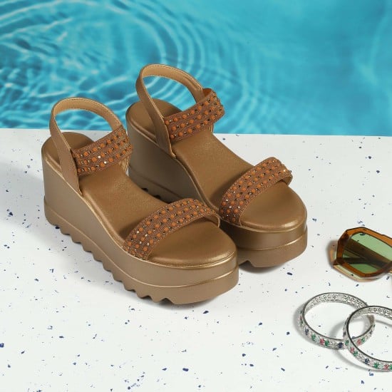 Women Antic-gold Casual Sandals
