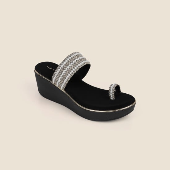 Women Black Casual Slip Ons