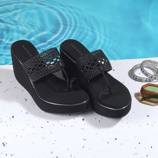 Women Black Casual Slip Ons