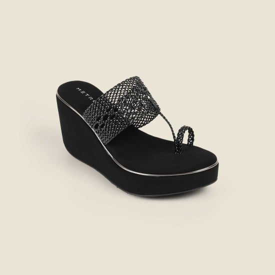 Women Black Casual Slip Ons