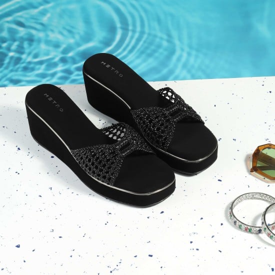 Women Black Casual Slip Ons