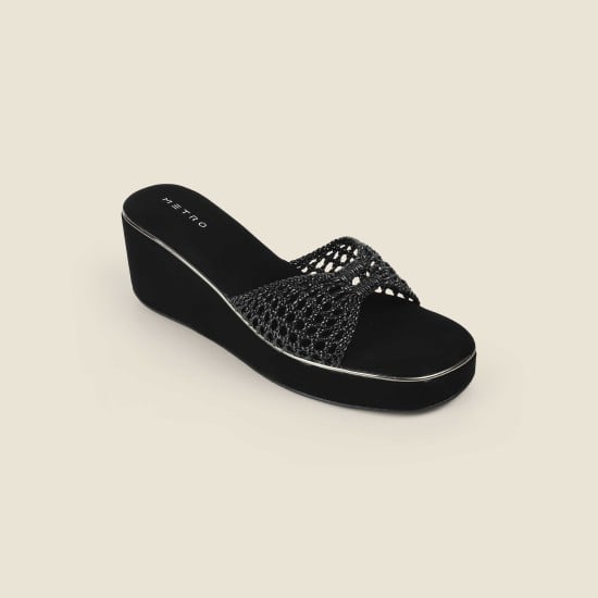 Women Black Casual Slip Ons