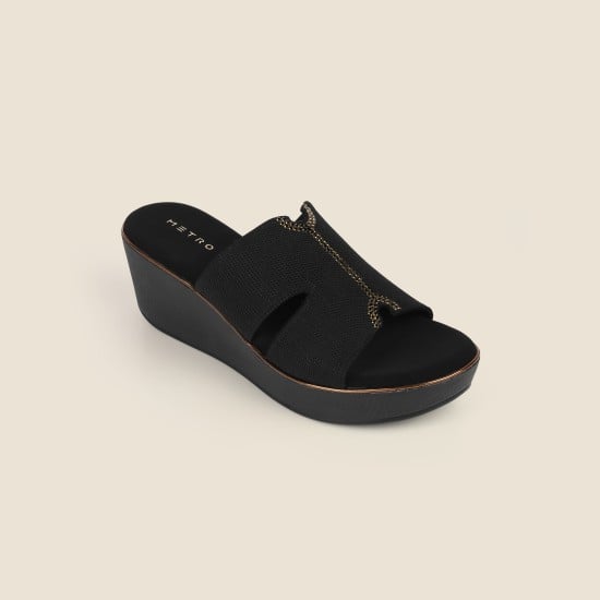 Women Black Casual Slip Ons