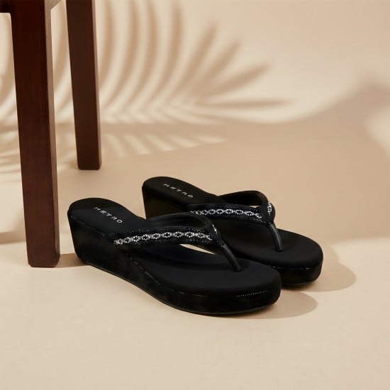 Women Black Casual Slip Ons