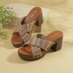 Women Tan Casual Slip Ons