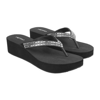 Metro Women Black Casual Slippers(SKU: 34-9824-11-37)