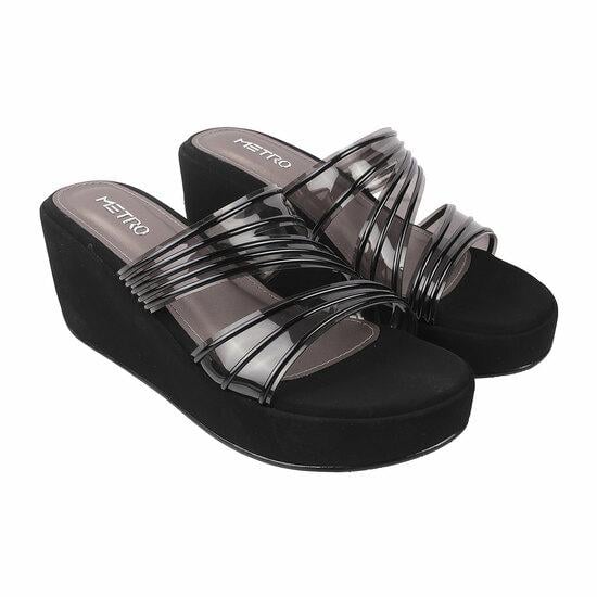 Women Black Party Slides