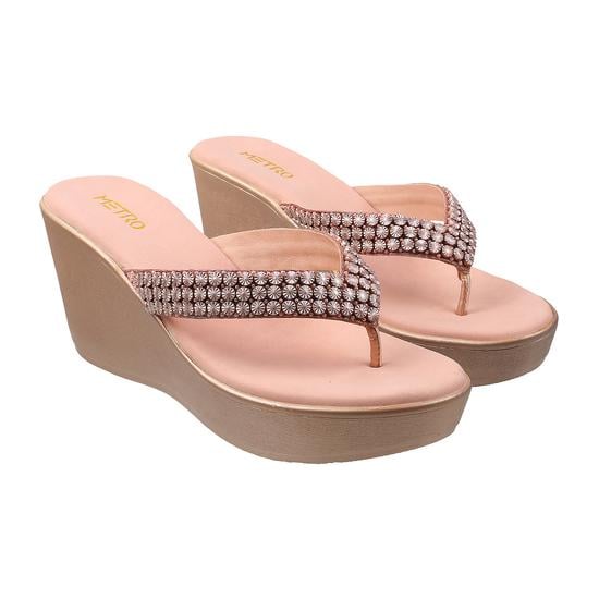 Women Gold Casual Slippers