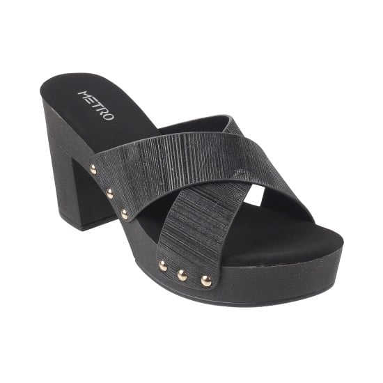 Women Black Casual Slip Ons