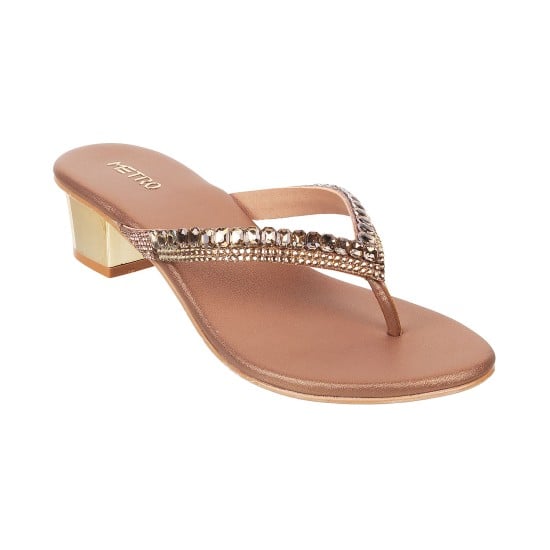 Women Antic-gold Party Slip Ons