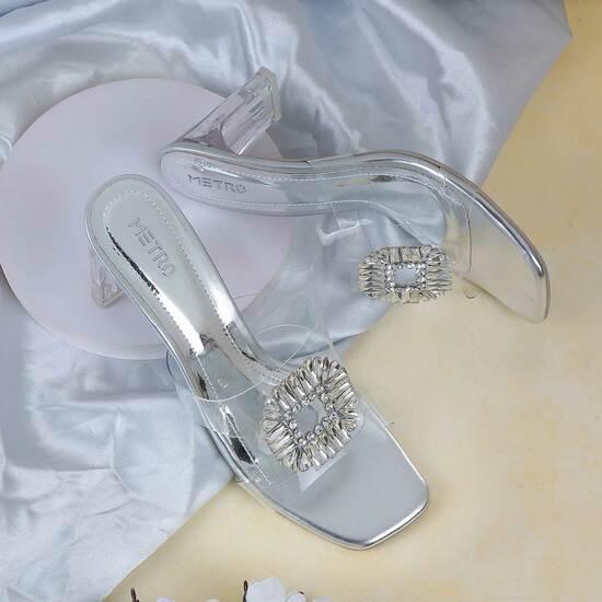 Women Silver Party Slip Ons