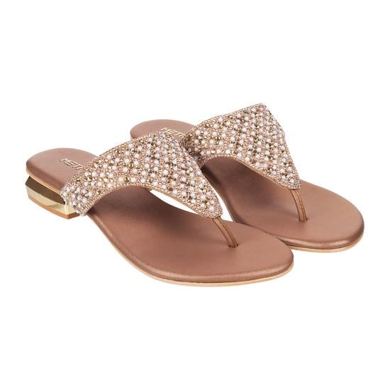 Women Antique-Gold Ethnic Slippers