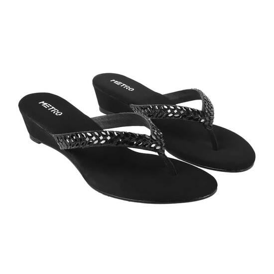 Women Black Ethnic Slip Ons