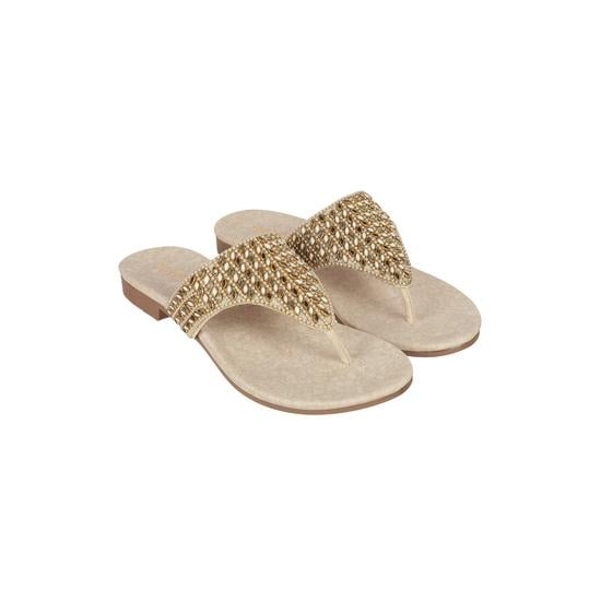 Women Gold Ethnic Slippers