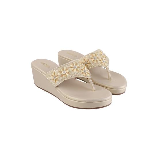 Women Gold Ethnic Slip Ons