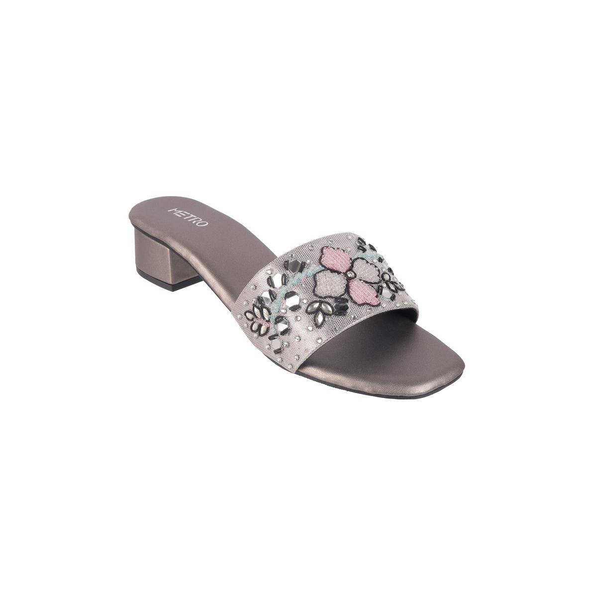 Buy Metro Women Gun-metal Party Slides Online | SKU: 35-1253-29-36 ...