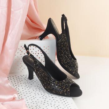 Metro Women Black Party Sandals(SKU: 35-127-11-36)