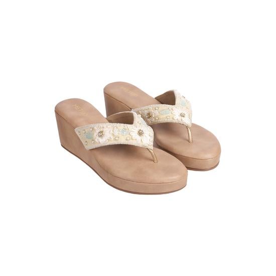 Women Beige Ethnic Slippers