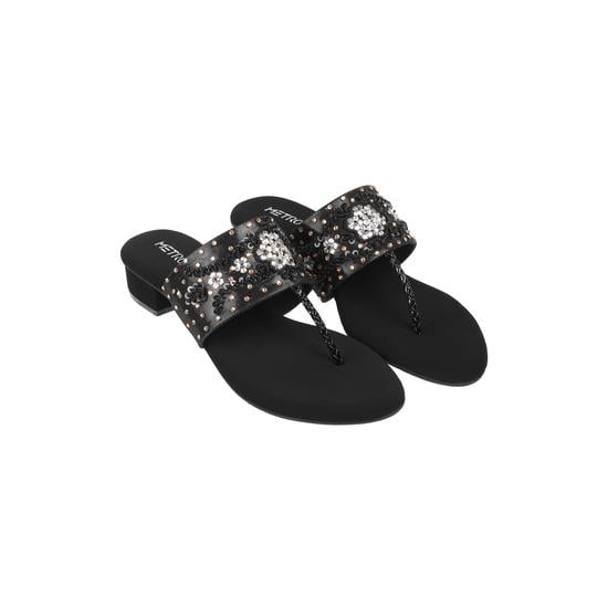 Women Black Ethnic Slip Ons