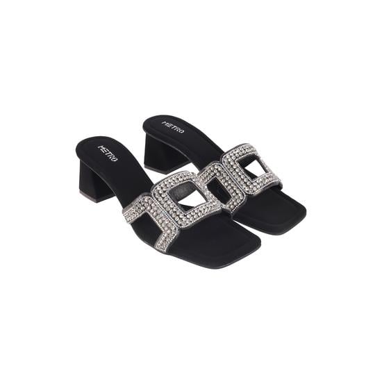 Women Black Party Slippers