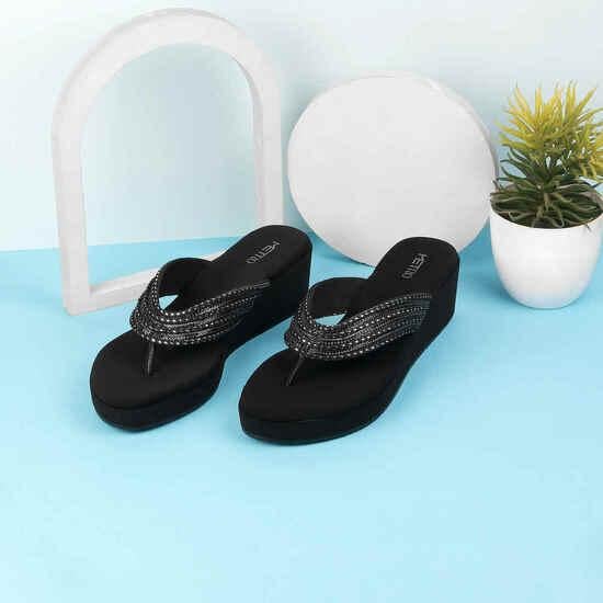 Women Black Party Slip-Ons