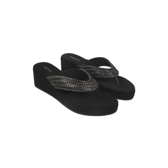 Women Black Party Slip Ons