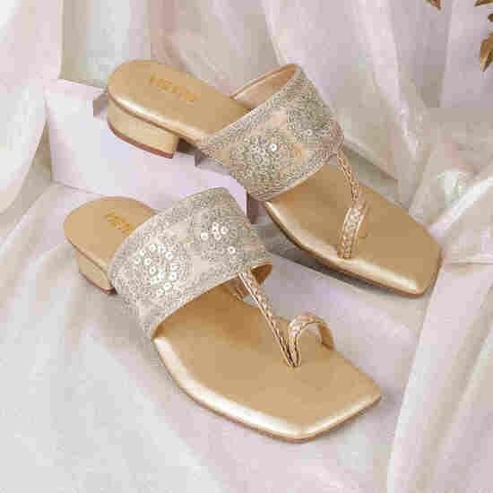 Women Gold Party Slippers