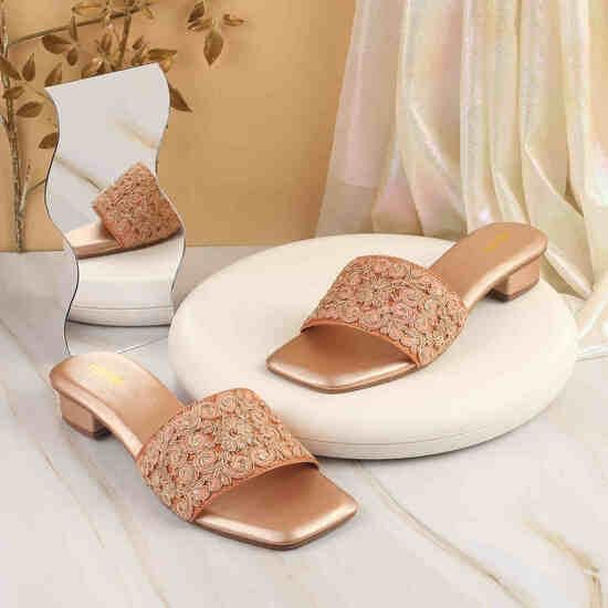 Women Rose-gold Party Slides