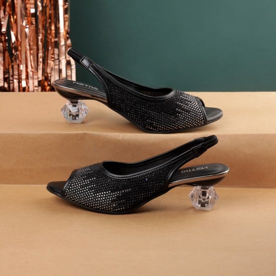 Women Black Party Sandals