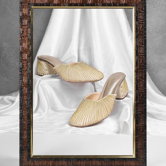 Women Gold Wedding Slip Ons